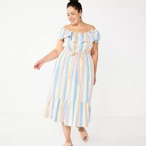 DRAPER JAMES RSVP Off Shoulder Ruffle Sleeve Midi Dress-Size‎ 3X